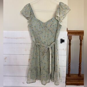 Floral Ruffle Sleeve Dress